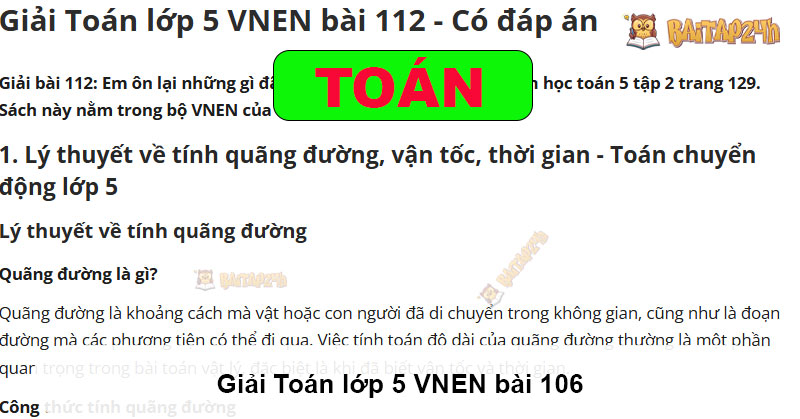 Giải Toán lớp 5 VNEN bài 112 - Có đáp án